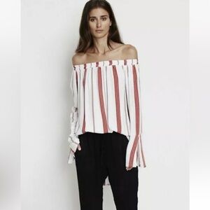 Faithfull The Brand red and white LONDON STRIPES - MARFA TOP Size 6 EUC